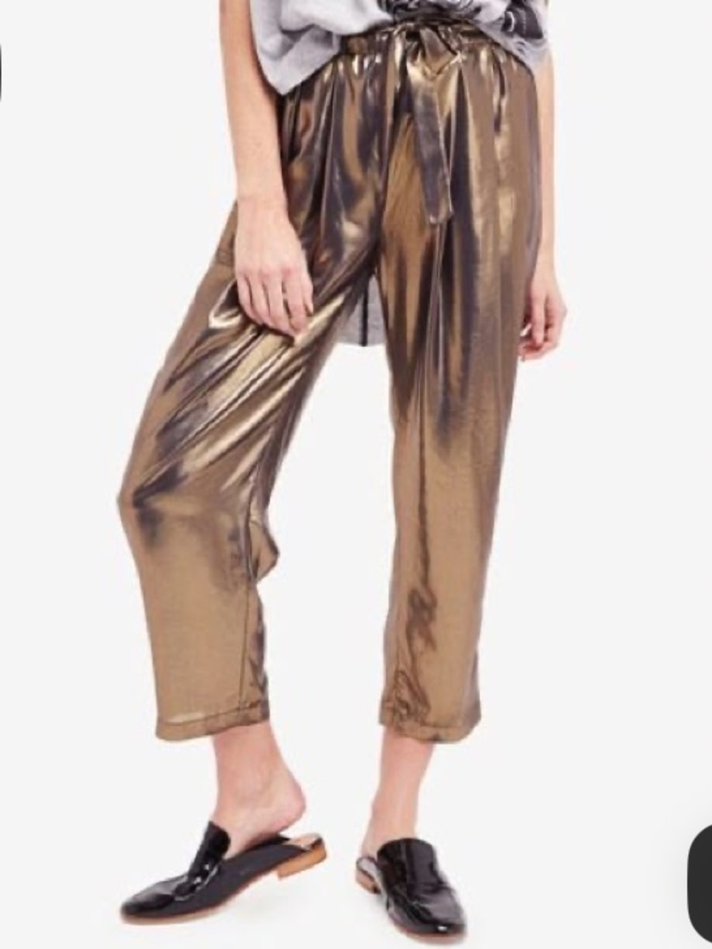 Free People Metallic Bronze Pants
